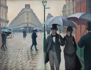 Paris Street; Rainy Day, by Gustave Caillebotte, oil, 1889