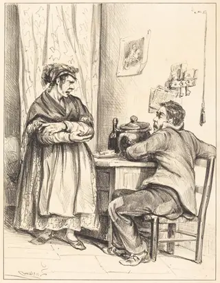 Domestic Dispute, by Lucien, ink, 1840