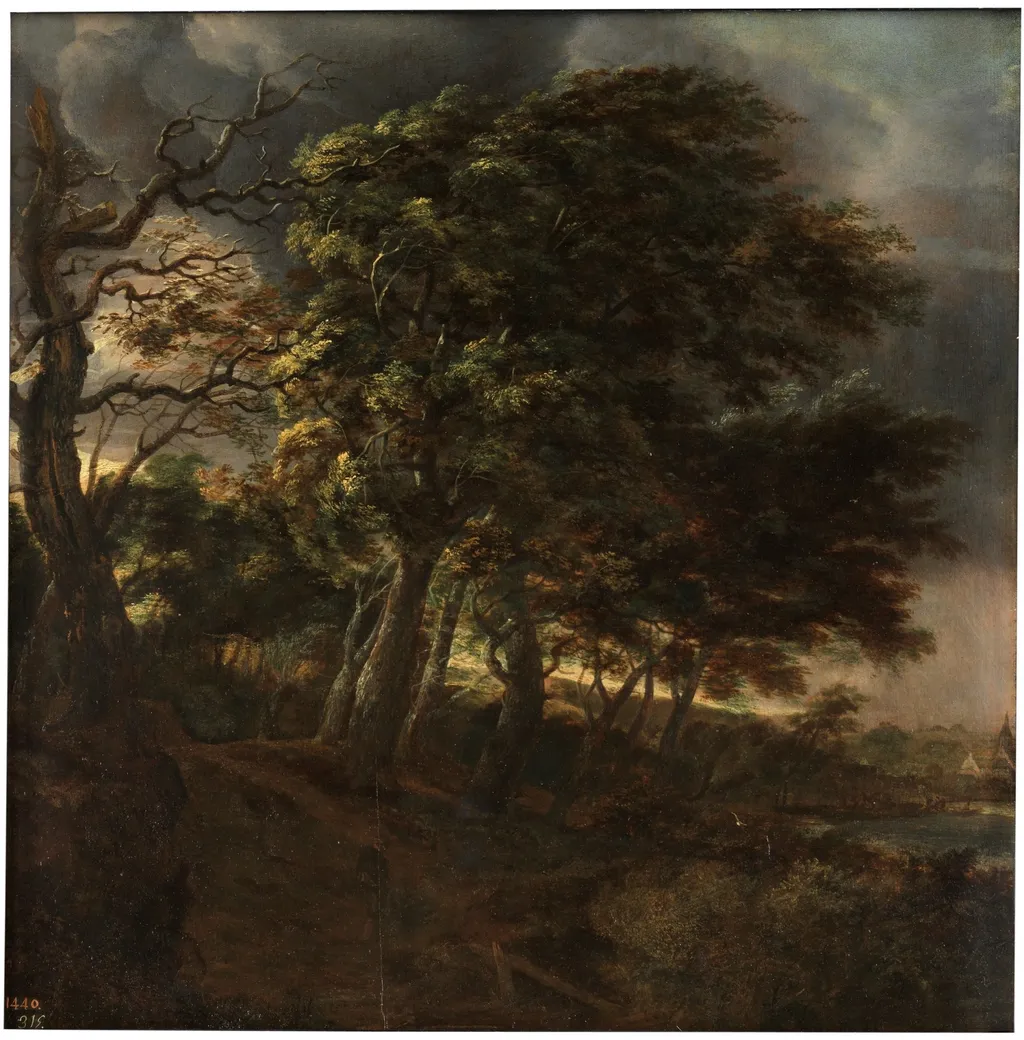 Forest, by Simon de Vlieger, oil, 1640