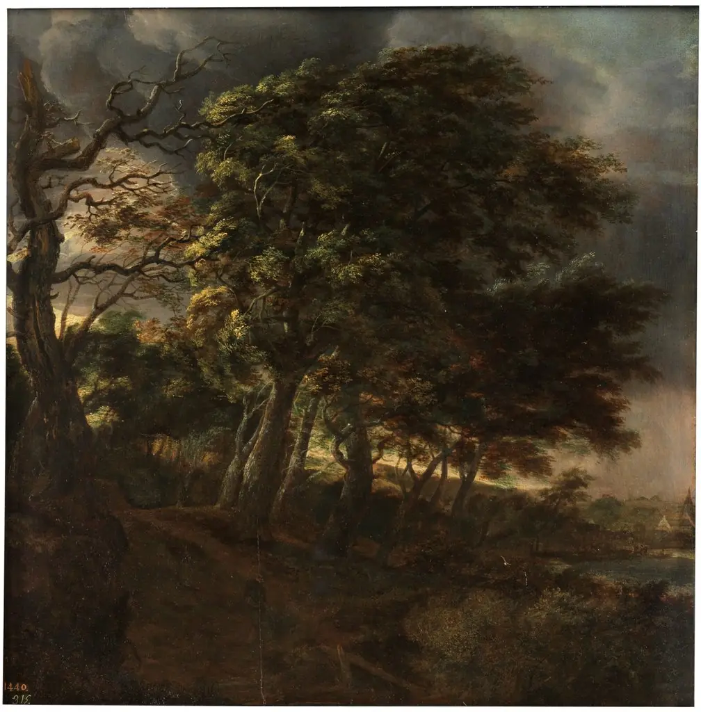Forest, by Simon de Vlieger, oil, 1640