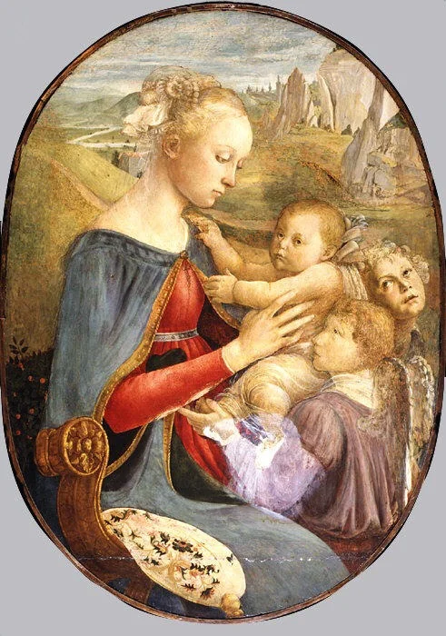 Madonna and Child with Two Angels, detail