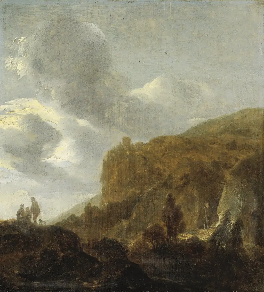 Mountain Landscape, by Guillam Dubois, oil, 1654