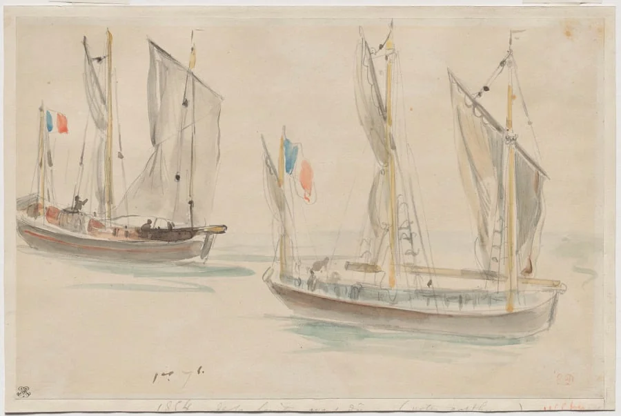 Two Boats at the Harbor of Dieppe, detail