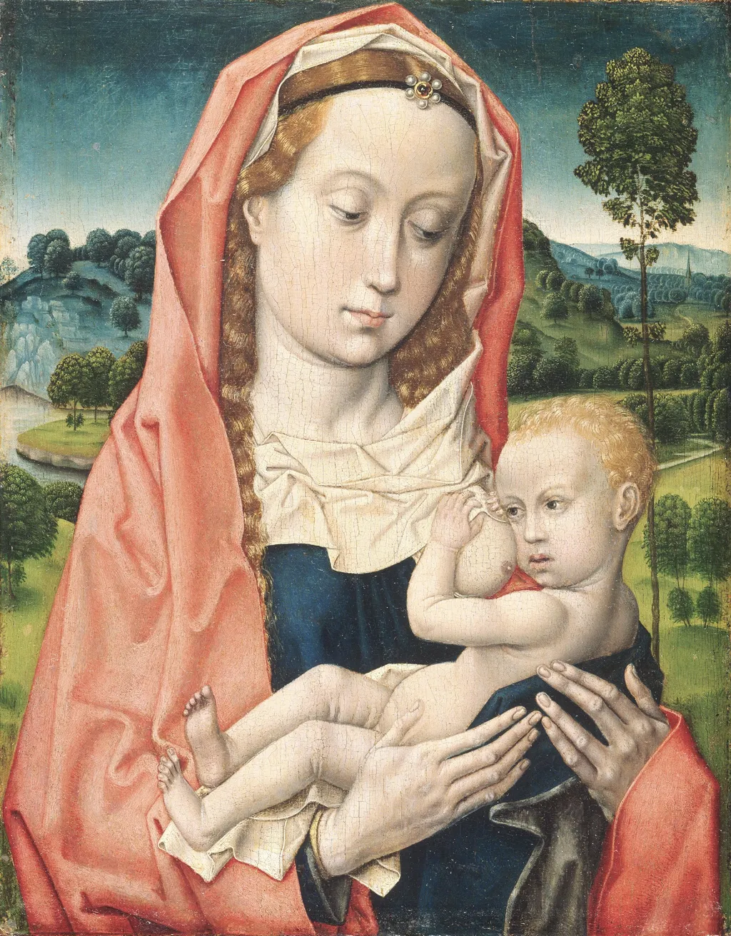 Virgin and Child, by Hugo Van der Goes, oil, 1474