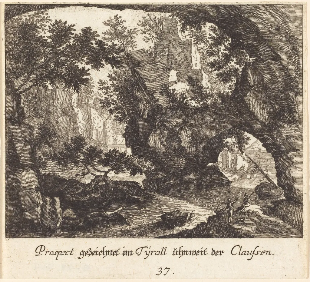 Tyrolean Landscape, by Melchior Küsel, ink, 1681