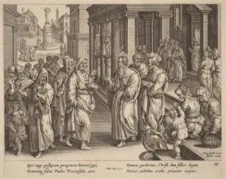 Saint Paul Disputes the Sorcerer, by Philip Galle, ink, 1574
