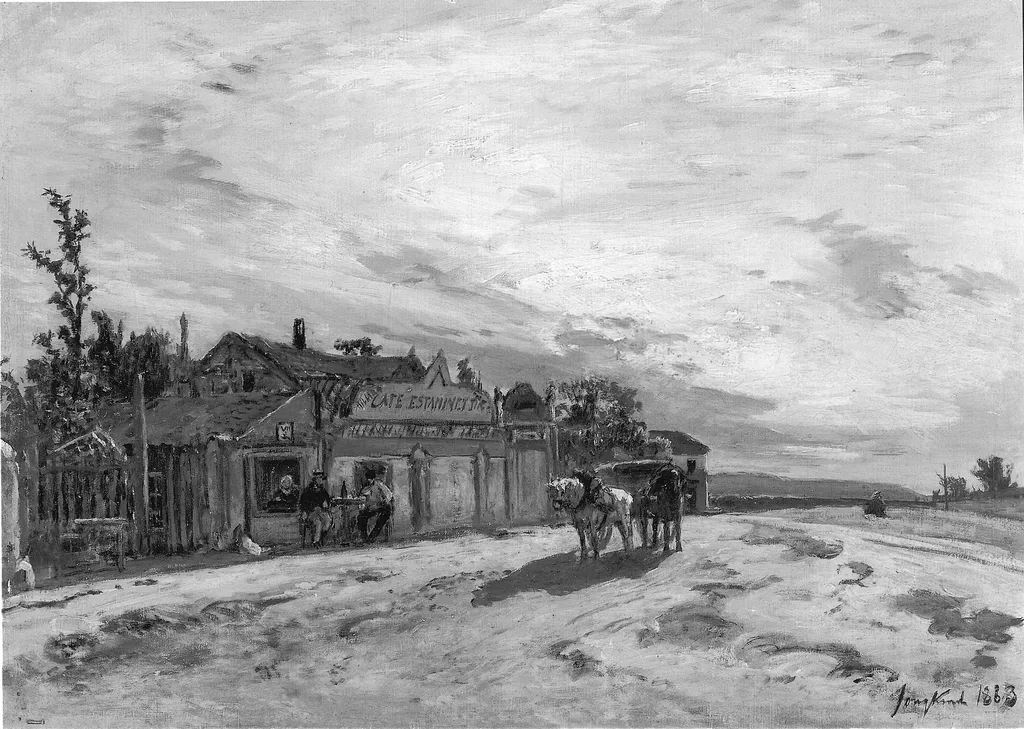 A Roadside Tavern, by Johan Jongkind, oil, 1863