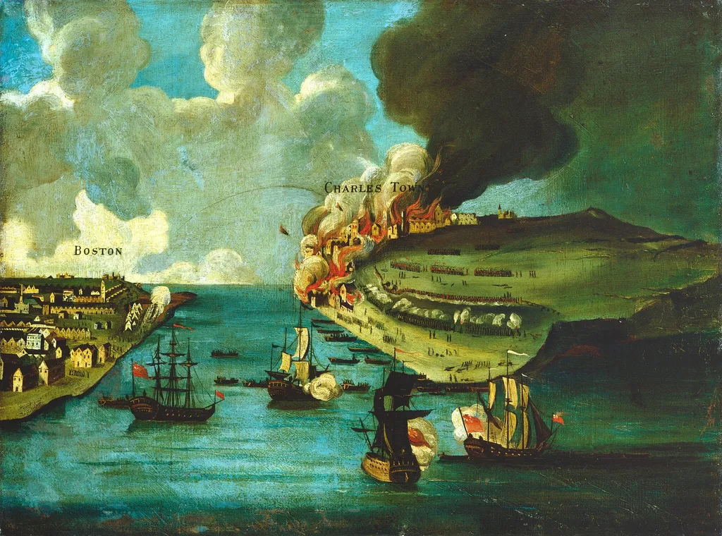 Attack on Bunker's Hill, with the Burning of Charles Town, oil, 1783
