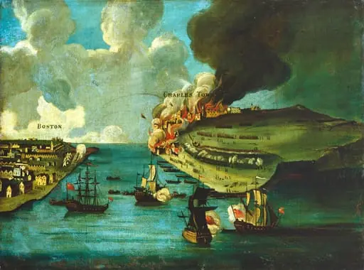 Attack on Bunker's Hill, with the Burning of Charles Town, oil, 1783