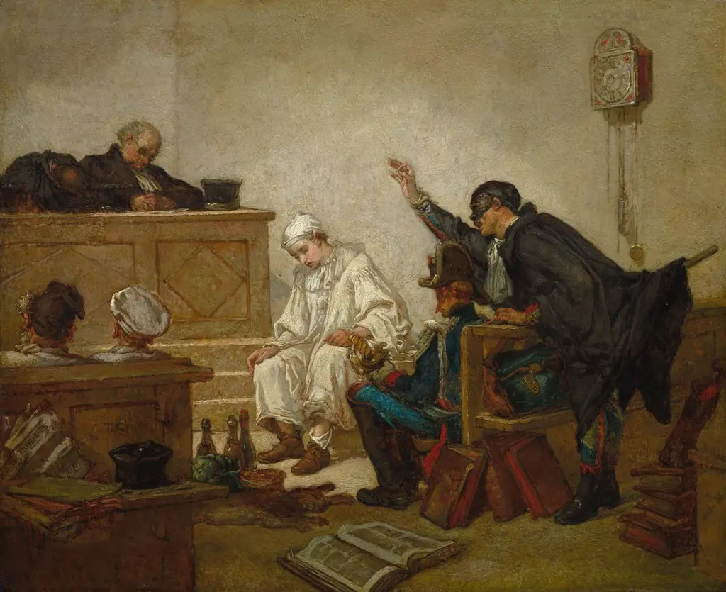 Pierrot in Criminal Court, by Thomas Couture, unspecified, 1867