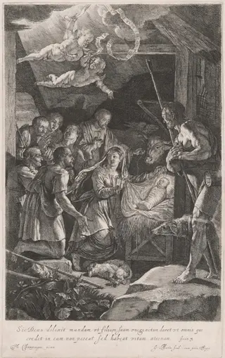 The Adoration of the Shepherds, by Jean Morin, ink, 1644