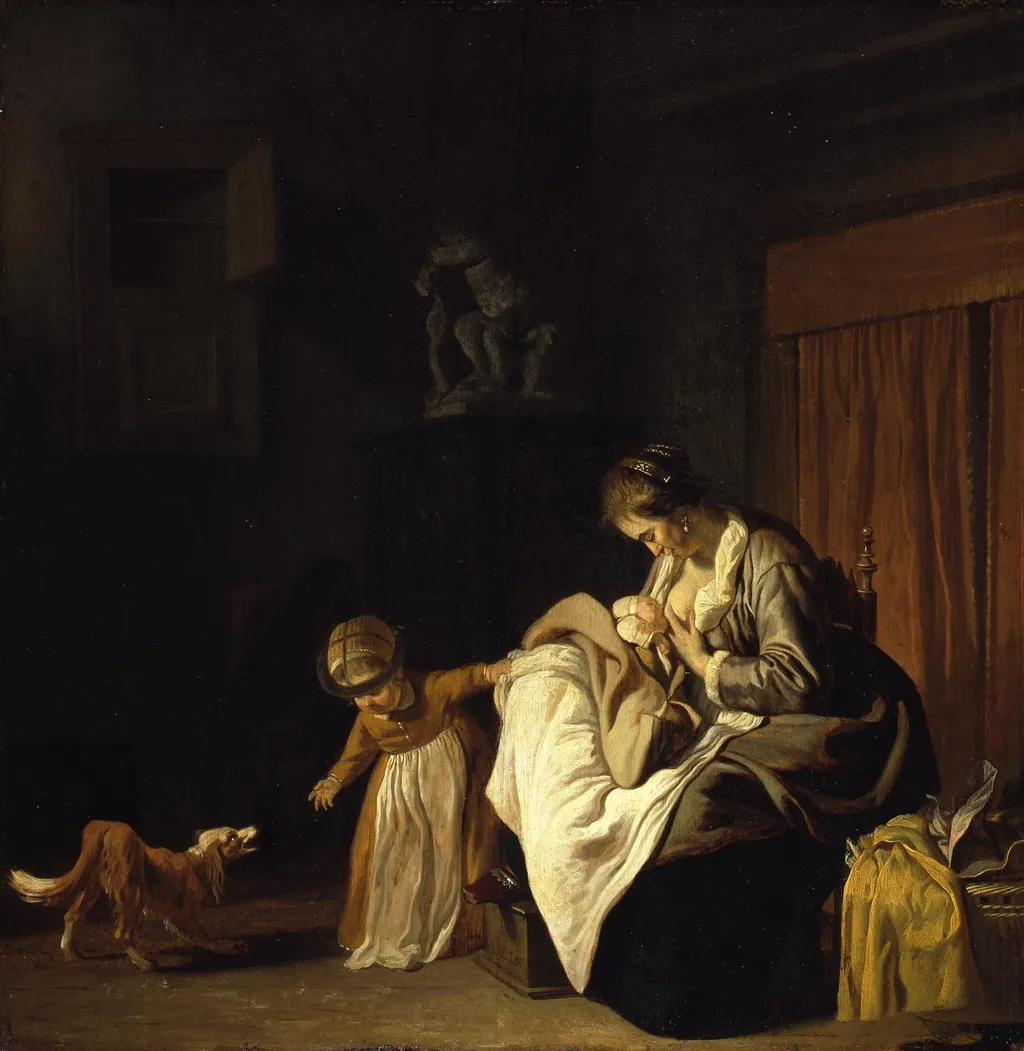 Mother with two children, by Jacob van Loo, paint, 1657