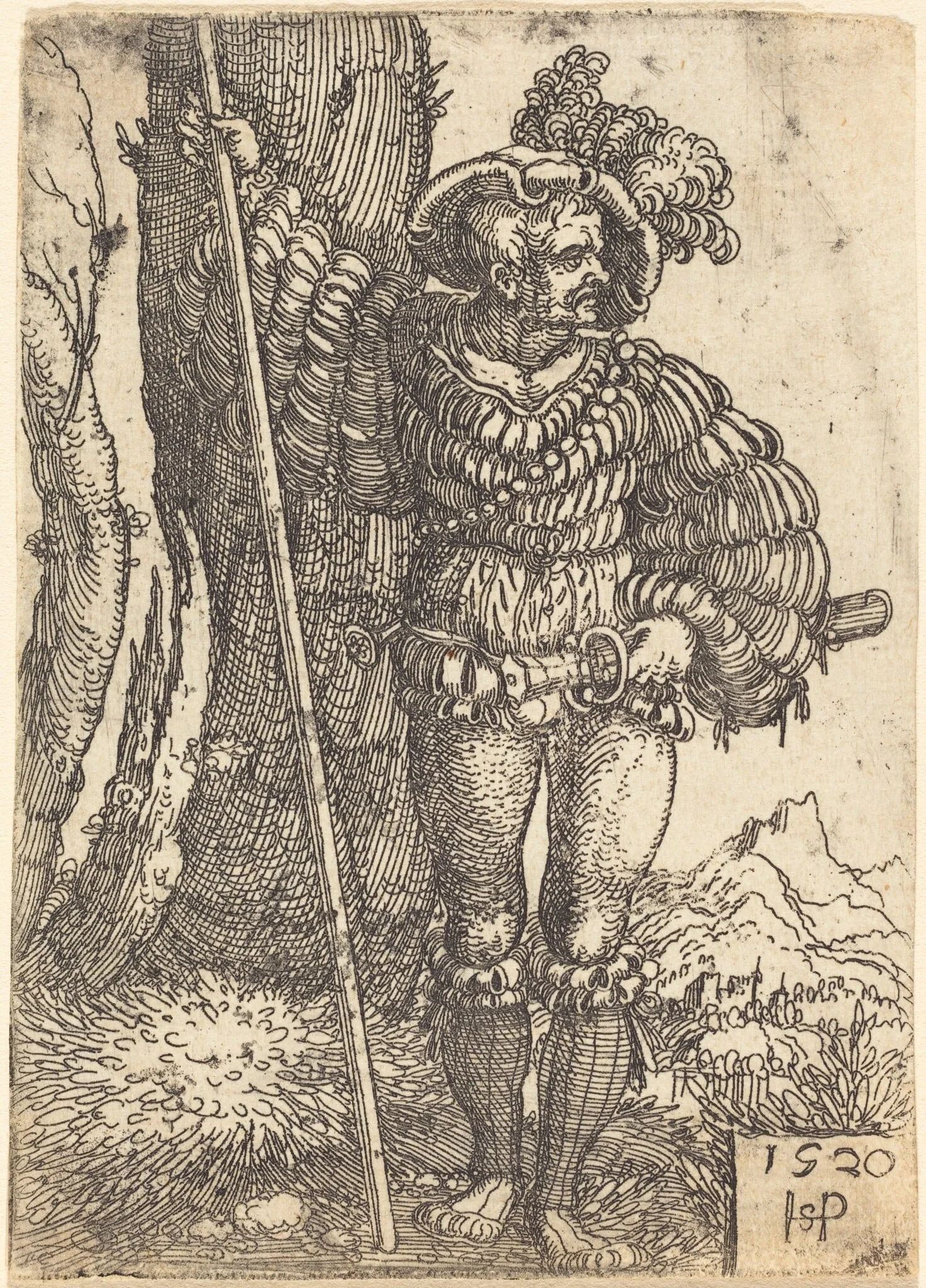 Foot Soldier Standing by a Tree, detail