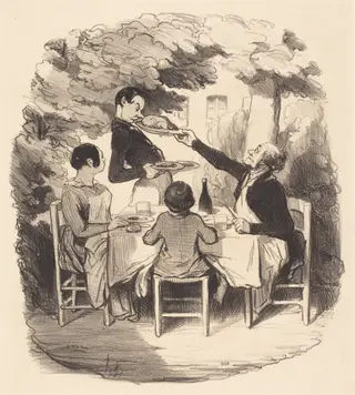 Ah! il est frais... mais t'nez donc garçon..., by Honoré Daumier, ink, 1846