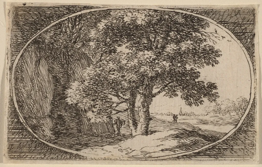 The Tree with a Double Trunk, by Herman van Swanevelt, ink, 1628
