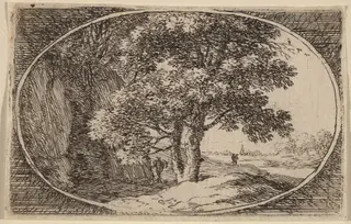 The Tree with a Double Trunk, by Herman van Swanevelt, ink, 1628