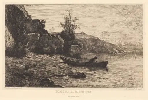 Bords du lac du Bourget, by Adolphe Appian, ink, 1866