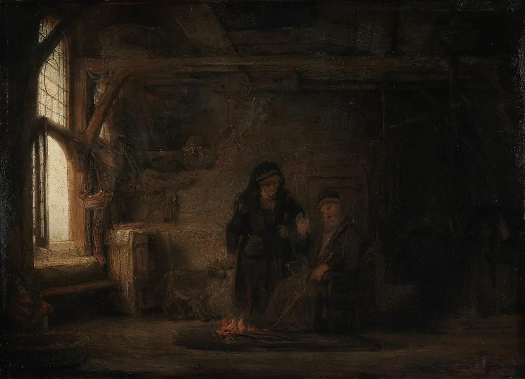 Tobit and Anna with the Kid, by Rembrandt, oil, 1645