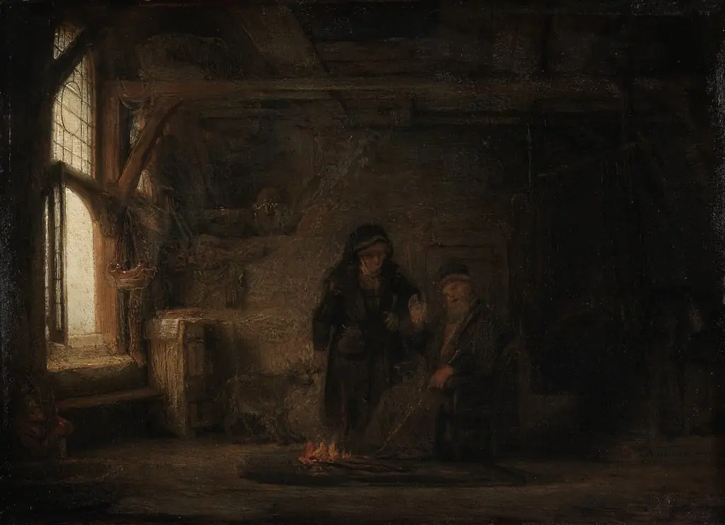Tobit and Anna with the Kid, by Rembrandt, oil, 1645