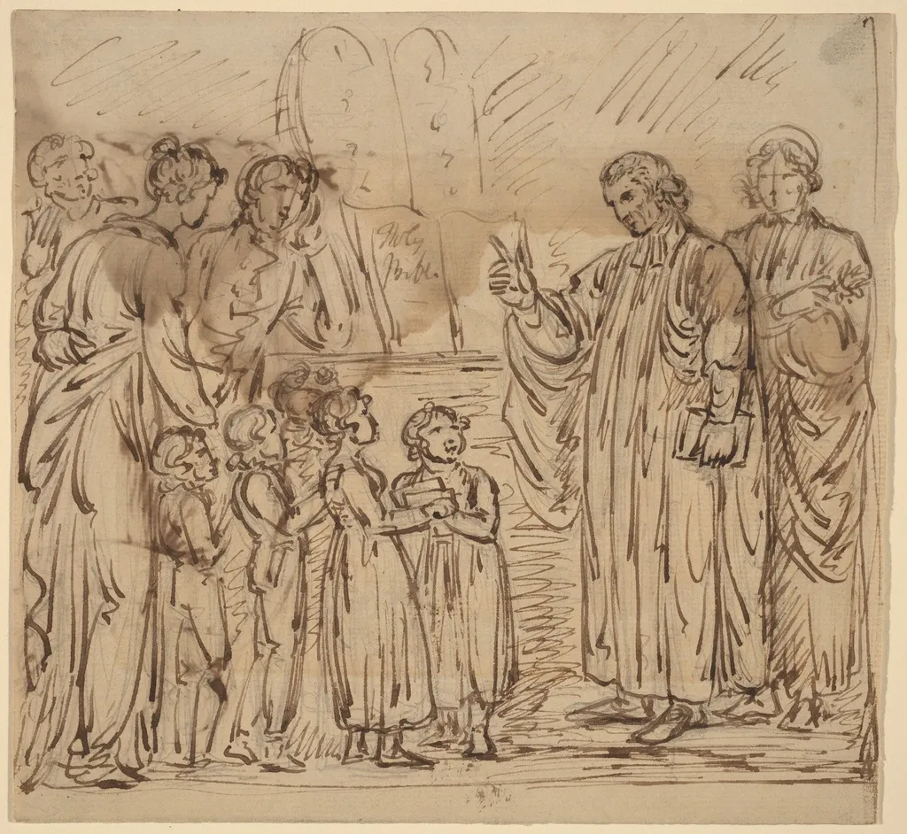 Bible Lesson [recto], by Mather Brown, ink, 1785