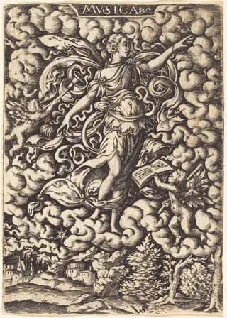 Mvsica (Music), by Virgil Solis, ink, 1538