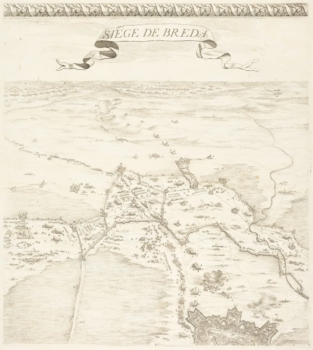 The Siege of Breda [plate 2 of 6], by Jacques Callot, ink, 1628