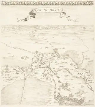 The Siege of Breda [plate 2 of 6], by Jacques Callot, ink, 1628