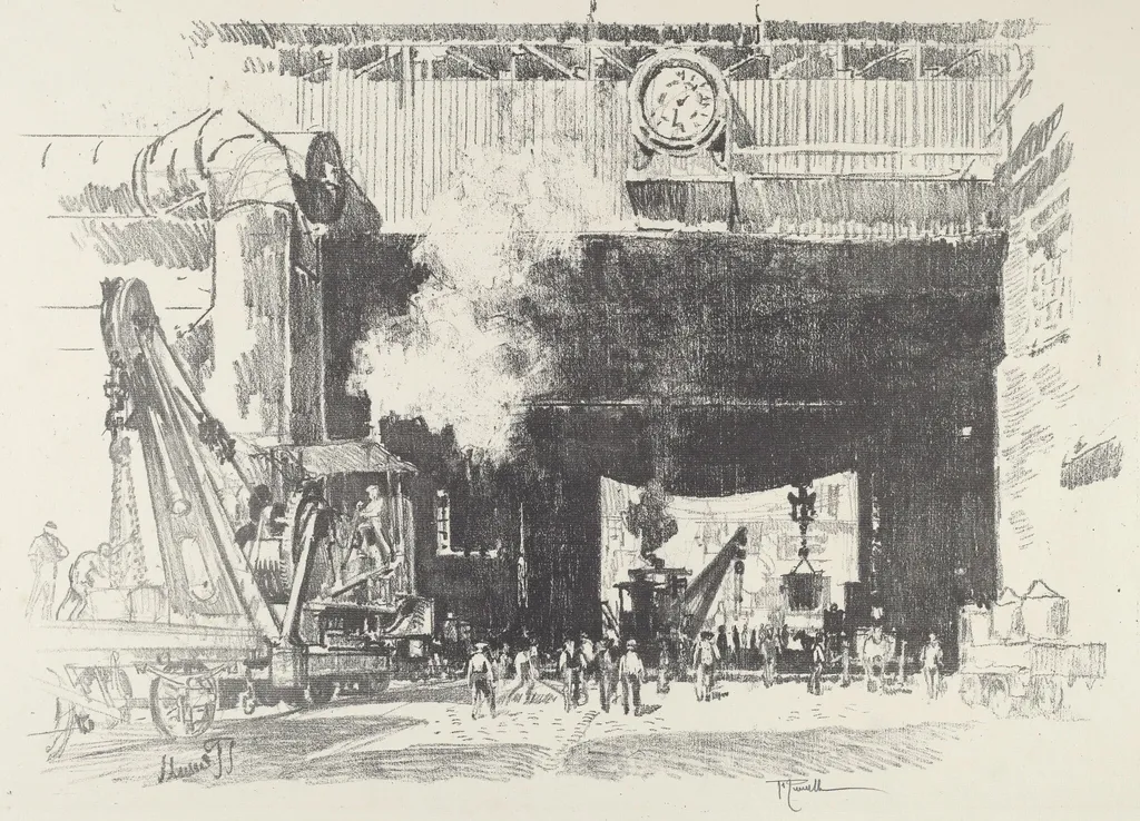 The Big Gate of the Big Shop, by Joseph Pennell, ink, 1916