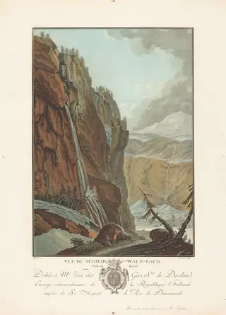 Vue du Schild-Wald-Bach prise en Hyver, by Charles-Melchior Descourtis, paint, 1785