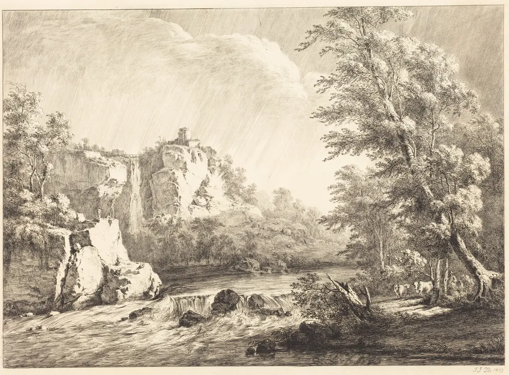 River Landscape with a Passing Storm, by Jean-Jacques de Boissieu, ink, 1809