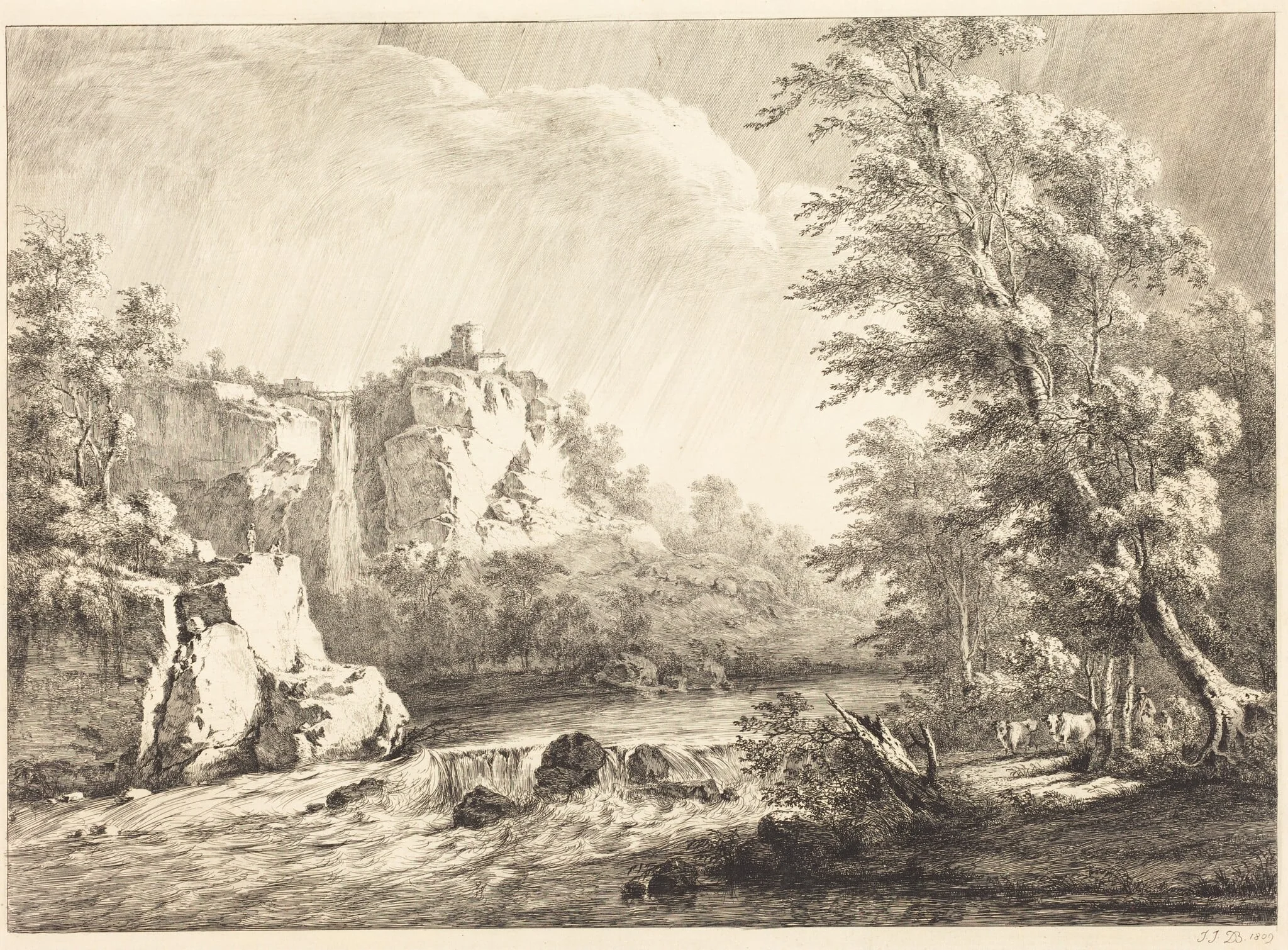 River Landscape with a Passing Storm, detail