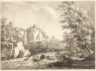 River Landscape with a Passing Storm, by Jean-Jacques de Boissieu, ink, 1809
