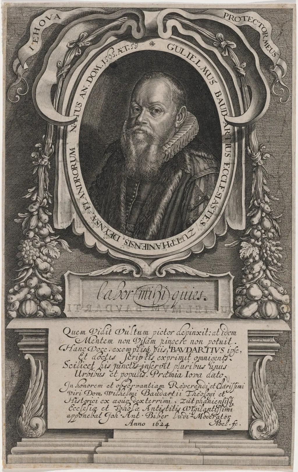 Gulielmus Baudartius, Theologian and Historian, by Albert Poel, ink, 1624