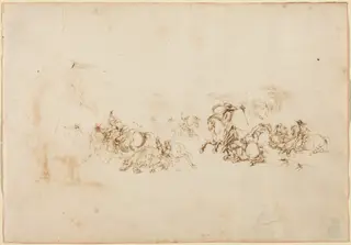 The Cavalry Combat, by Stefano Della Bella, ink, 1637