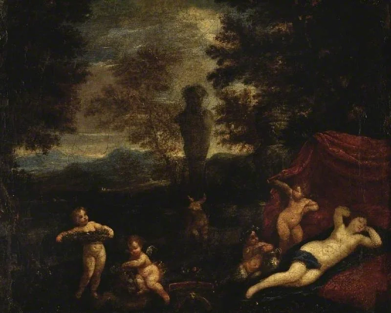 Venus and Cupid in a landscape, detail