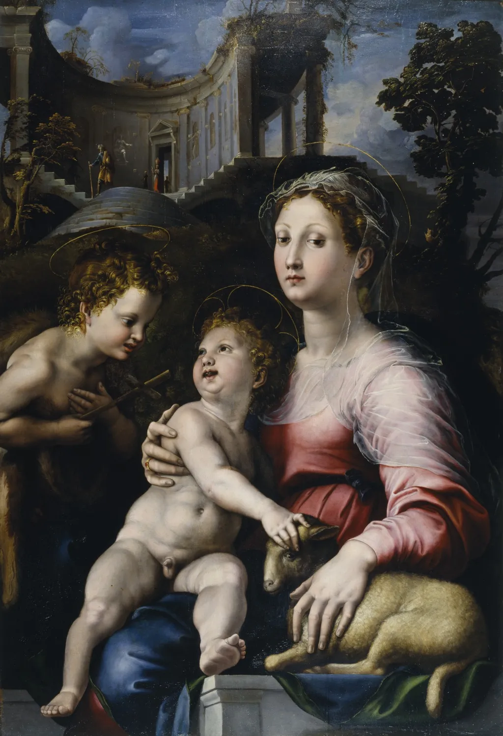 The Madonna and Child with Saint John the Baptist, by Giulio Romano, oil, 1522