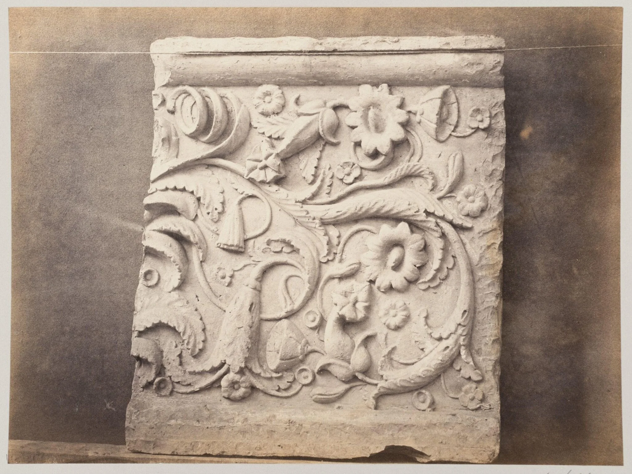 Bas-relief portion of a tomb in marble, detail