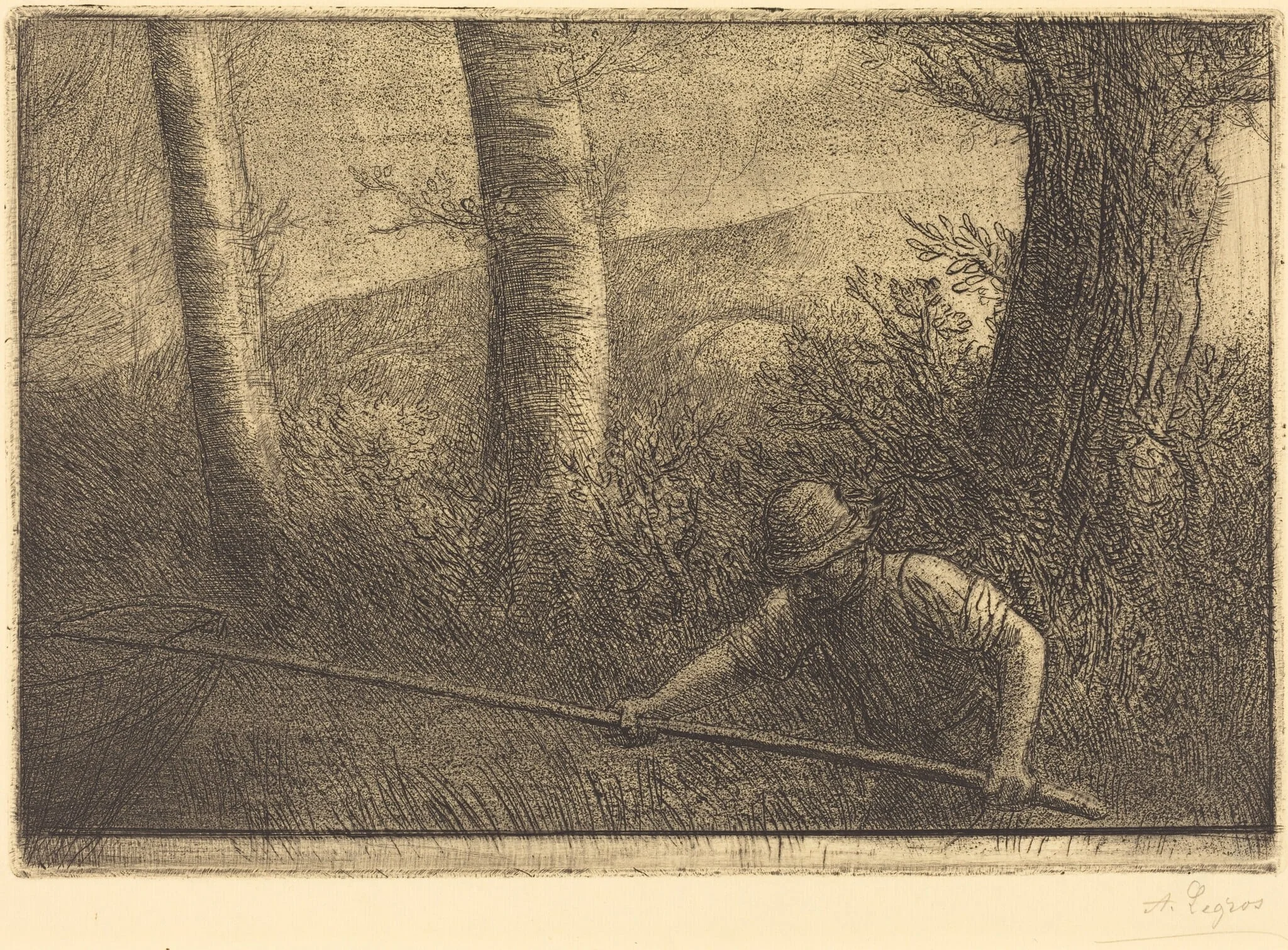 Fisherman with a Hoop-net (La peche a la truble), detail