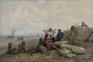 Isle of Wight: The Channel Fleet coming out of Portsmouth, by Edward RWS Duncan, watercolor, 1859