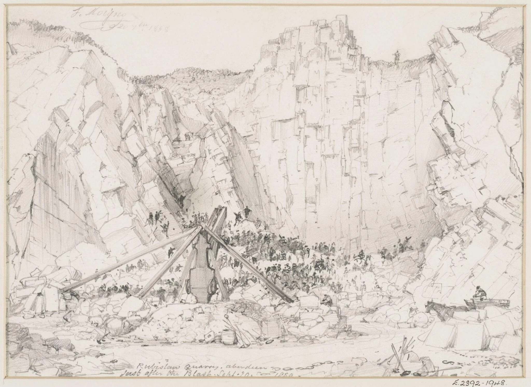 Rubislaw Quarry, Aberdeen - Just after the Blast, detail