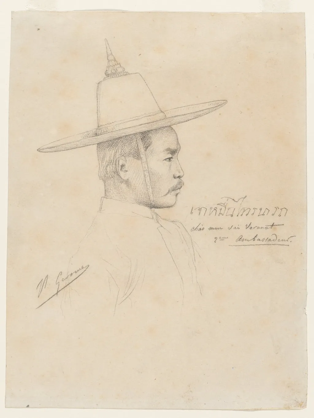 Study for "The Reception of the Siamese Ambassadors at Fontainebleau", by Jean Léon Gérôme, 1862