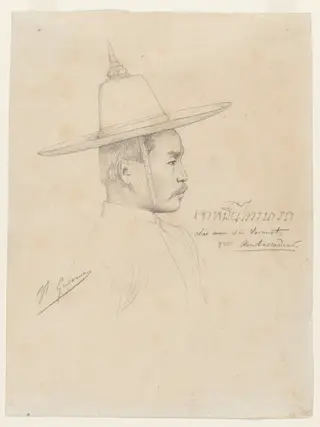 Study for "The Reception of the Siamese Ambassadors at Fontainebleau", by Jean Léon Gérôme, 1862