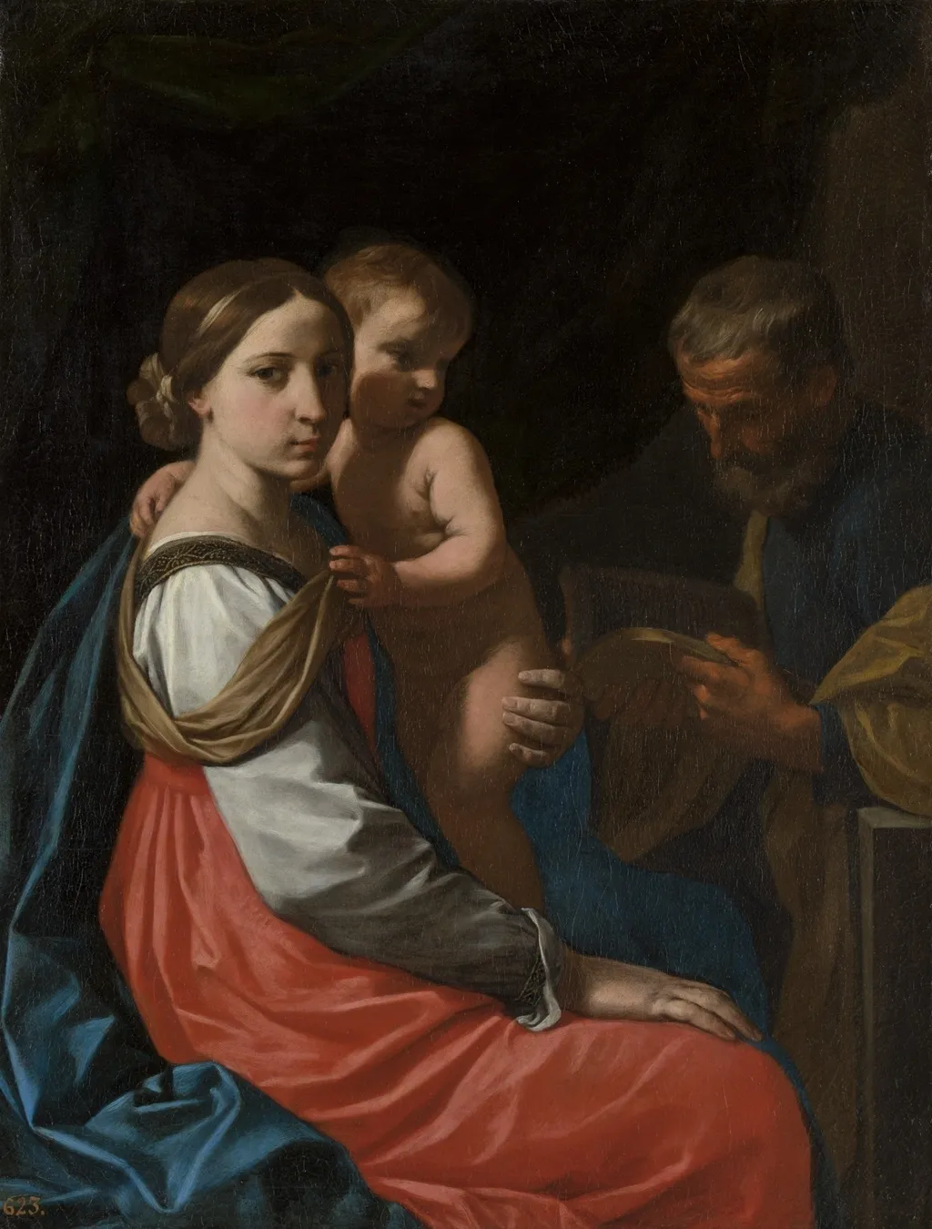 Holy Family, by Simone Cantarini, oil, 1645