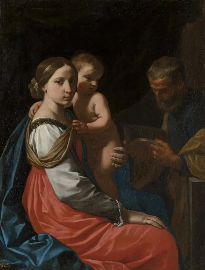 Holy Family, by Simone Cantarini, oil, 1645