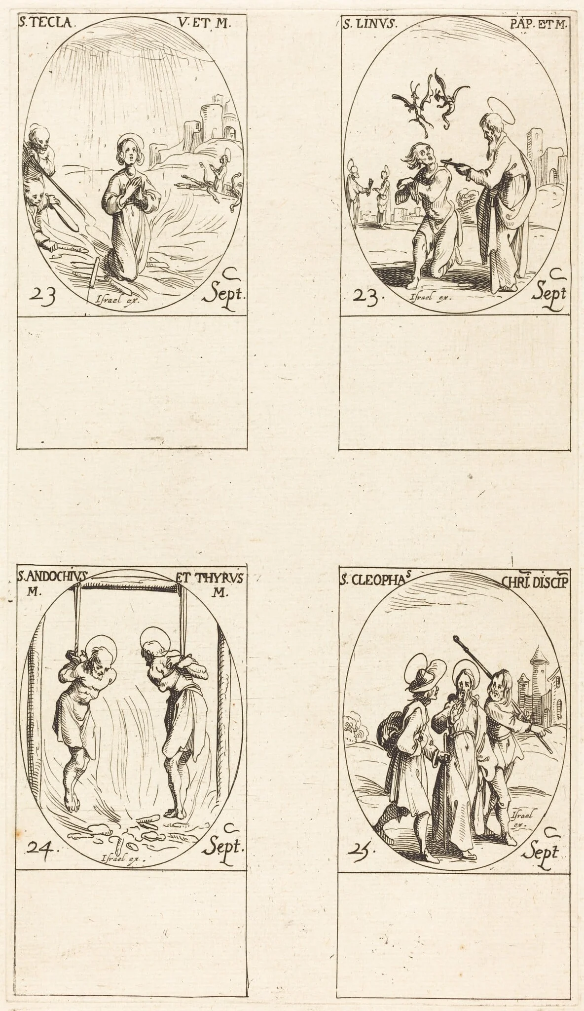 St. Thecla; St. Linus; Sts. Andochius and Thyrsus; St. Cleophas, detail