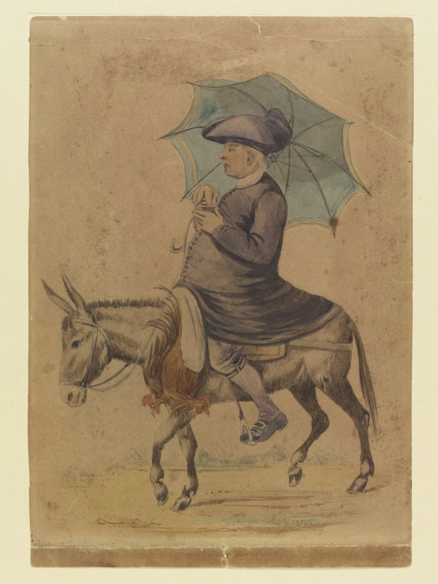 A Catholic Priest riding a Donkey, detail