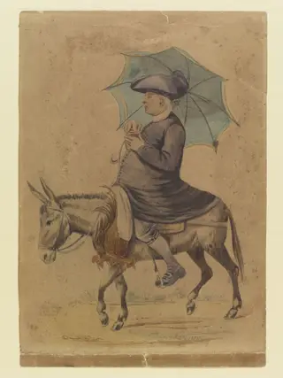 A Catholic Priest riding a Donkey, by H. H. Morant, watercolor, 1852