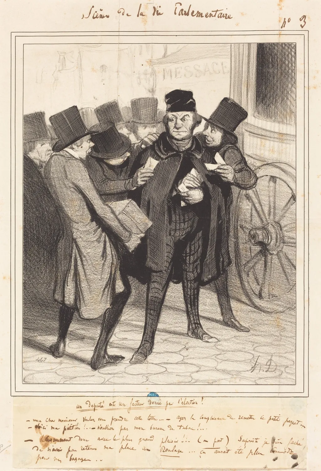 Un Voyage d'agrément a Paris, by Honoré Daumier, ink, 1843