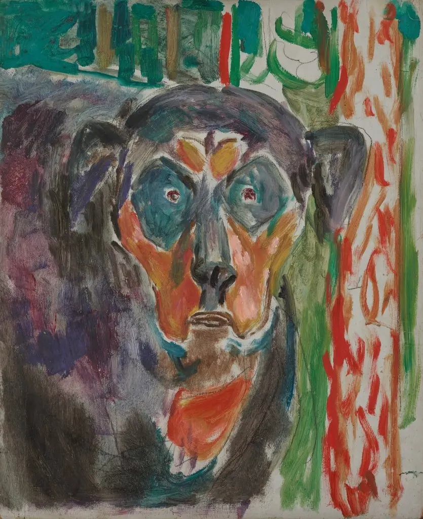 Dog's Head, by Edvard Munch, oil, 1942