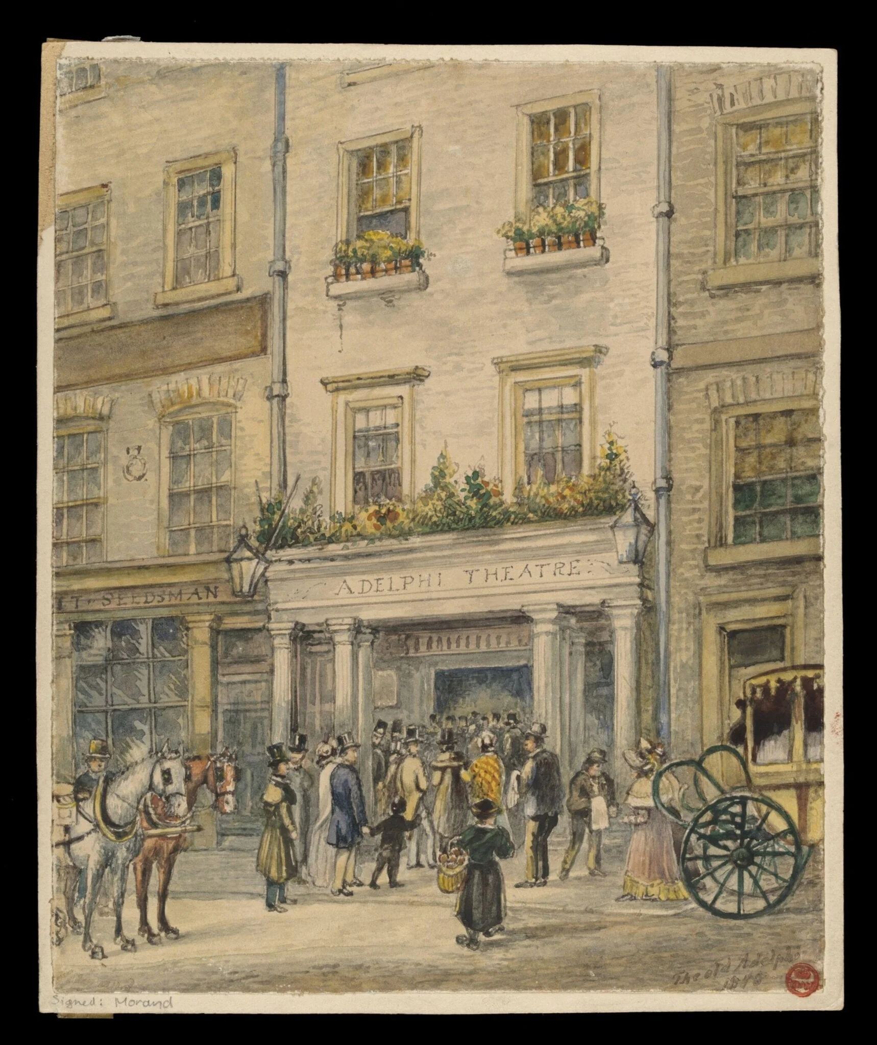 Watercolour of the Adelphi Theatre, detail